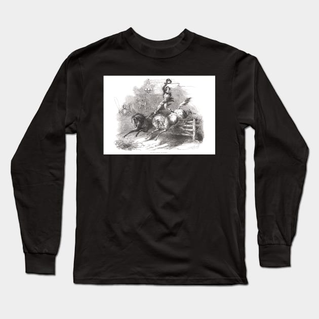 Jean Polaski riding 2 horses at Astley's Amphitheatre in 1848 Long Sleeve T-Shirt by artfromthepast